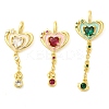 Heart Real 18K Gold Plated Rack Plating Brass Micro Pave Cubic Zirconia Pendants KK-S396-09A-1