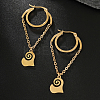 Stylish 201 Stainless Steel Heart Pendant Hoop Earrings LI4623-2