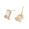 Brass Clear Cubic Zirconia Stud Earring Findings KK-A238-01C-G-2
