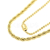 Ion Plating(IP) 304 Stainless Steel Pave Clear Cubic Zirconia Column Double Layer Necklaces LS-NJEW-S426-02G-2