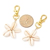 Star Copper Wire Wrapped Natural Mixed Cowrie Shell Pendant Decorations HJEW-JM03271-01-3