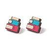 Natural Wood Stud Earrings EJEW-C013-01G-2