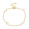PVD Vacuum Plating 304 Stainless Steel Moon and Star Link Anklet with Cable Chains for Women STAS-E001-22G-1