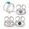 Teardrop 304 Stainless Steel Open Cuff Rings RJEW-G314-05P-1