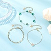 304 Stainless Steel Heart & Dyed Natural Green Agate Nuggets Link Chain 3 Layer Stackable Necklaces BJEW-JB12459-01-1