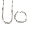 304 Stainless Steel Cuban Link Chain Bracelets & Necklaces Jewelry Sets SJEW-B019-03C-P-3