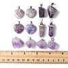 12Pcs 4 Styles Natural Amethyst Pendants G-FS0005-62-5