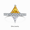 Rhombus Rhodium Plated 925 Sterling Silver Micro Pave Cubic Zirconia Finger Rings for Women RJEW-F168-02P-3