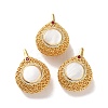 Rack Plating Brass Rd Cubic Zirconia Bead Cage Pendants LS-KK-K362-10G-1