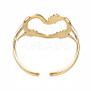 304 Stainless Steel Heart Open Cuff Ring RJEW-T023-80G-2