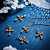 CHGCRAFT 6Pcs 6 Colors Cross with Flower Brass Micro Pave Cubic Zirconia Pendants KK-CA0002-15-4