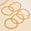 5Pcs Round Brass Beaded Stretch Bracelets for Women BJEW-SW00151-5