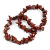 Unisex Chip Natural Red Jasper Beaded Stretch Bracelets BJEW-S143-17-1