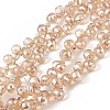 Transparent Electroplate Glass Beads Strands X-EGLA-F152A-PL02-1