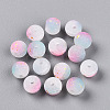 Frosted Baking Paint Crackle Glass Beads with Glitter Powder DGLA-T004-6mm-01L-1