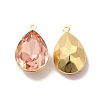 Real 18K Gold Plated Brass with Glass Pendants KK-177-22G-02-2