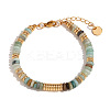 Retro Natural Jade & Stainless Steel Beaded Bracelets for Women NO5359-1-1