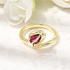Brass Micro Pave Cubic Zirconia Cuff Open Rings for Women RJEW-L343-01G-04-1