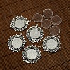 25mm Clear Domed Glass Cabochon Cover and Alloy Flower Blank Settings for DIY Portrait Pendant Making DIY-X0141-AS-NR-1