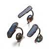 Natural Kyanite/Cyanite/Disthene Oval & Labradorite Nugget Open Cuff Rings RJEW-M157-01R-1