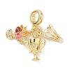 Brass Micro Pave Clear Cubic Zirconia European Dangle Charms KK-K368-28G-1