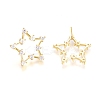 Brass Micro Pave Clear Cubic Zirconia Stud Earrings X-EJEW-G275-06G-2