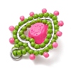 Glass Seed Beaded Heart with Rose Pendants PALLOY-MZ01030-04-4