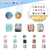 450Pcs 3 Styles Frosted Glass Beads with Golden Glitter Powder DGLA-FS0001-13-5