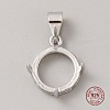 Rhodium Plated 925 Sterling Silver Open Back Bezel Pendant Cabochon Settings STER-WH0004-018C-1