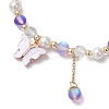 Frosted Dyed Synthetic Moonstone & Shell Pearl Round Beads Stretch Bracelets BJEW-JB11822-03-3
