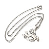 201 Stainless Steel Laser Cut Double Horse Pendant Box Chain Necklaces for Women Men NJEW-E156-03P-4