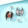 316 Stainless Steel Pave Red Cubic Zirconia Curved Barbell Dangle Belly Rings AJEW-C044-03-2