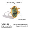 304 Stainless Steel with Natural Gemstone Cuff Open Rings for Women FS3382-6