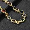 Brass Pave Colorful Cubic Zirconia Geometric Link Chain Necklaces NJEW-P337-01G-2