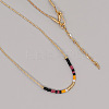 Bohemian Glass Beaded Brass Boston Link Chain Necklaces for Women Elegant Daily Jewelry CD0318-1-1