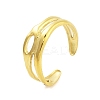 Real 18K Gold Plated 304 Stainless Steel Open Cuff Rings for Women LS-RJEW-B061-01G-05-1