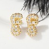 Brass Micro Pave Cubic Zirconia Stud Earrings EJEW-Z091-04G-F-5