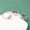 Brass Micro Pave Cubic Zirconia Cuff Open Rings for Women RJEW-C153-04P-1
