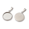 304 Stainless Steel Pendant Cabochon Settings STAS-I328-01D-P-2