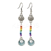4 Pair 4 Color Alloy Shell with Imitation Pearl Dangle Earrings EJEW-JE05379-2