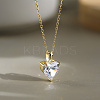 925 Sterling Silver Pave Clear Cubic Zirconia Heart Pendant Necklaces NJEW-G172-07G-2
