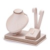 Wooden Clovered with PU Leather Jewelry Displays ODIS-F005-02D-3