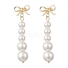 Shell Pearl Bowknot with Round Tassel Stud Earrings EJEW-JE06849-2