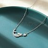 Brass Micro Pave Cubic Zirconia Heart Mermaid Pendant Necklaces for Women NJEW-S441-07A-P-2