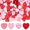 200Pcs 4 Colors Printed Valentine's Day Wood Beads WOOD-SC0001-96-1