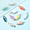 10Pcs Evil Eye Fish Shaped Glazed Porcelain Pendants PALLOY-YW00086-07-1