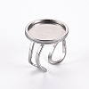 Tarnish Resistant 201 Stainless Steel Cuff Ring Findings STAS-S080-040E-P-1