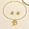 201 Stainless Steel Letter B Pendant Necklace & Stud Earring Set for Women Party and Formal Wear YG0604-5