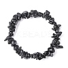 Natural Obsidian Chip Beads Stretch Bracelet for Women BJEW-AL00003-13-3