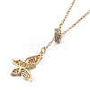 Brass Micro Pave Clear Cubic Zirconia Lariat Necklaces NJEW-JN03010-01-3